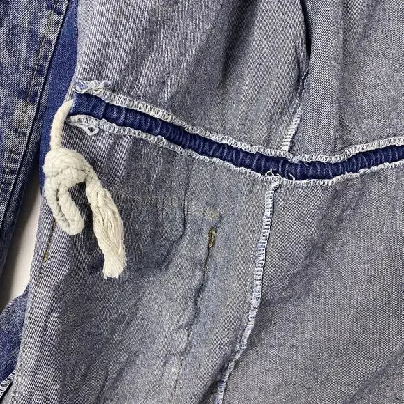 Vintage 90s Hooded Denim Jacket M/L | Stonewash Snap Front Festival Jacket Layer - Picture 14 of 16